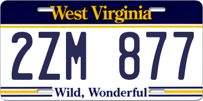 WV license plate 2ZM877