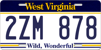 WV license plate 2ZM878