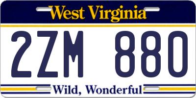 WV license plate 2ZM880
