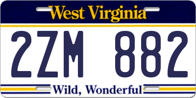 WV license plate 2ZM882