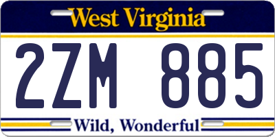 WV license plate 2ZM885