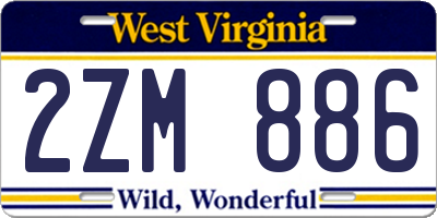 WV license plate 2ZM886