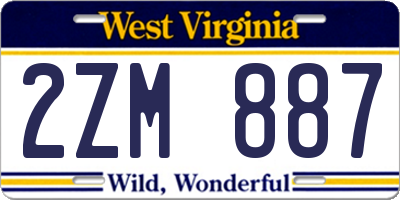 WV license plate 2ZM887