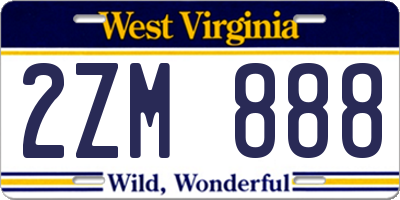 WV license plate 2ZM888