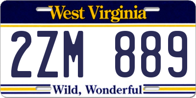 WV license plate 2ZM889