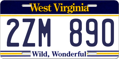 WV license plate 2ZM890