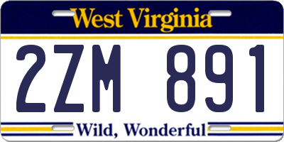WV license plate 2ZM891