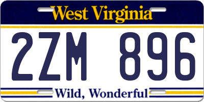 WV license plate 2ZM896