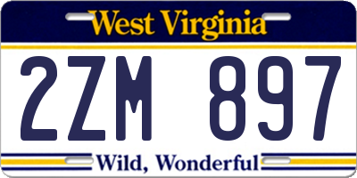 WV license plate 2ZM897