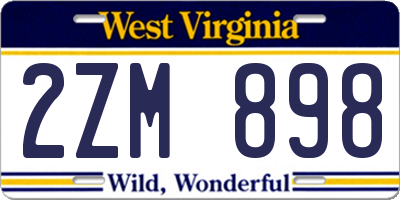 WV license plate 2ZM898