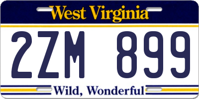 WV license plate 2ZM899