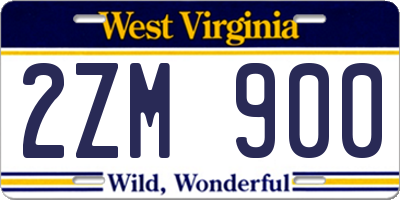 WV license plate 2ZM900