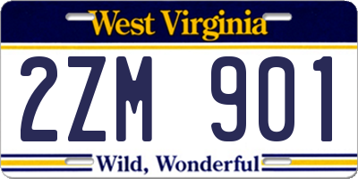 WV license plate 2ZM901