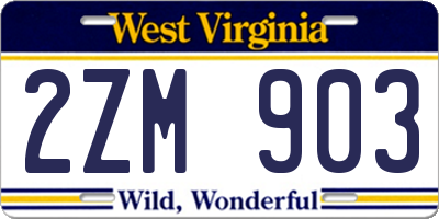 WV license plate 2ZM903
