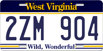WV license plate 2ZM904