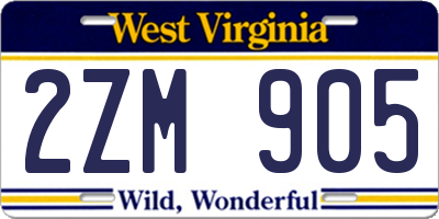 WV license plate 2ZM905