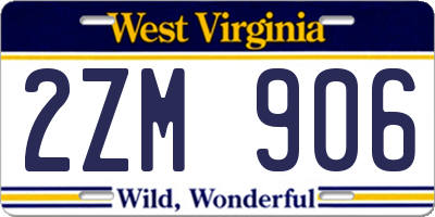 WV license plate 2ZM906