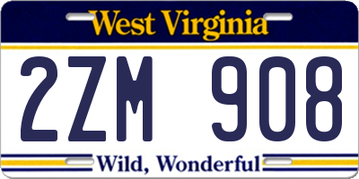 WV license plate 2ZM908