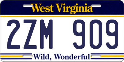 WV license plate 2ZM909