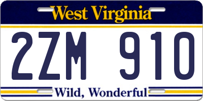 WV license plate 2ZM910