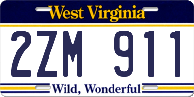 WV license plate 2ZM911