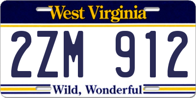 WV license plate 2ZM912
