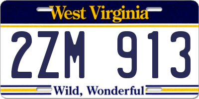 WV license plate 2ZM913