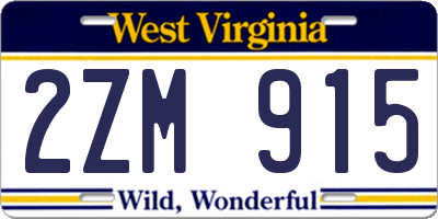 WV license plate 2ZM915