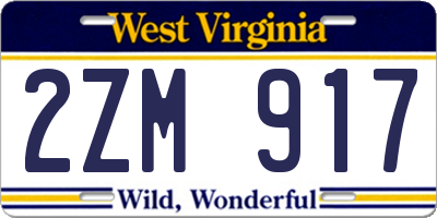 WV license plate 2ZM917