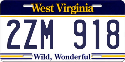 WV license plate 2ZM918