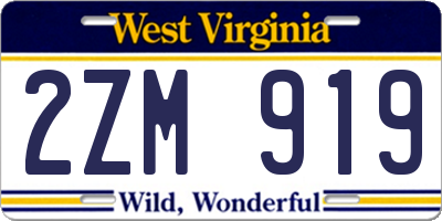 WV license plate 2ZM919