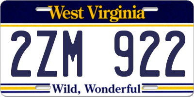 WV license plate 2ZM922