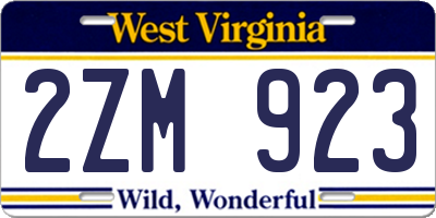 WV license plate 2ZM923