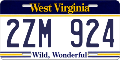 WV license plate 2ZM924