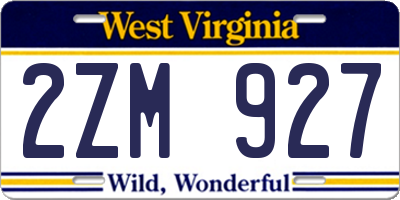 WV license plate 2ZM927