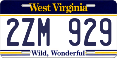 WV license plate 2ZM929