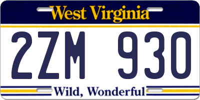 WV license plate 2ZM930