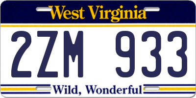 WV license plate 2ZM933