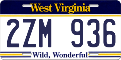 WV license plate 2ZM936