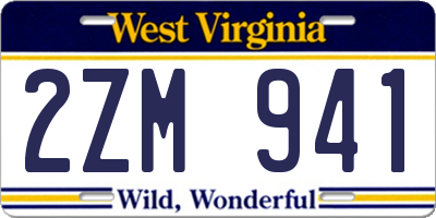 WV license plate 2ZM941