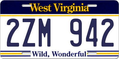 WV license plate 2ZM942