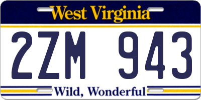 WV license plate 2ZM943