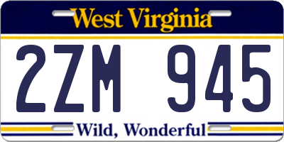 WV license plate 2ZM945