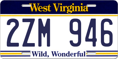 WV license plate 2ZM946