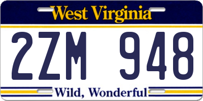 WV license plate 2ZM948
