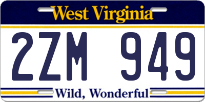 WV license plate 2ZM949