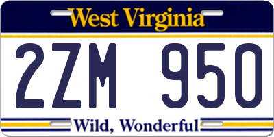 WV license plate 2ZM950