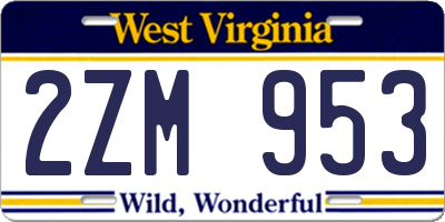 WV license plate 2ZM953