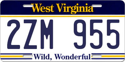 WV license plate 2ZM955
