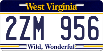 WV license plate 2ZM956